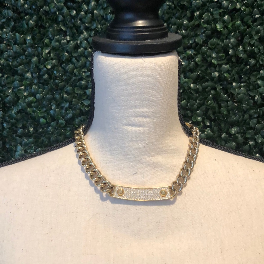 Michael Kors Pavé Gold Collar Reversible Necklace
